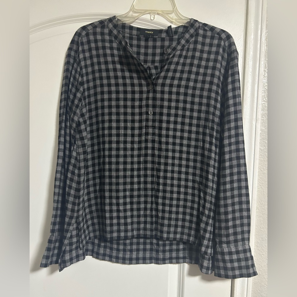Theory Plaid Button-Up Shirt